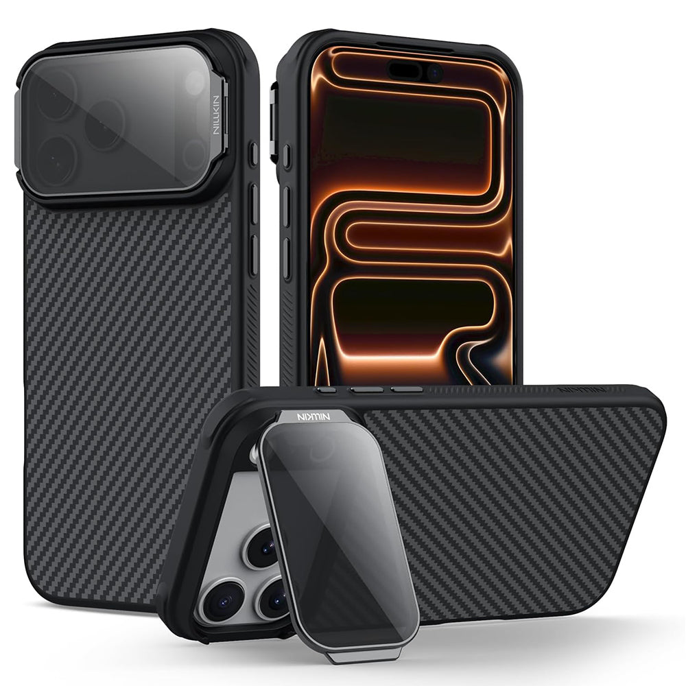 Husa MagSafe pentru Apple iPhone 18 Pro Max / 17 Pro Max, Nillkin, CarboProp with Transparent Black Lens Cover, Neagra
