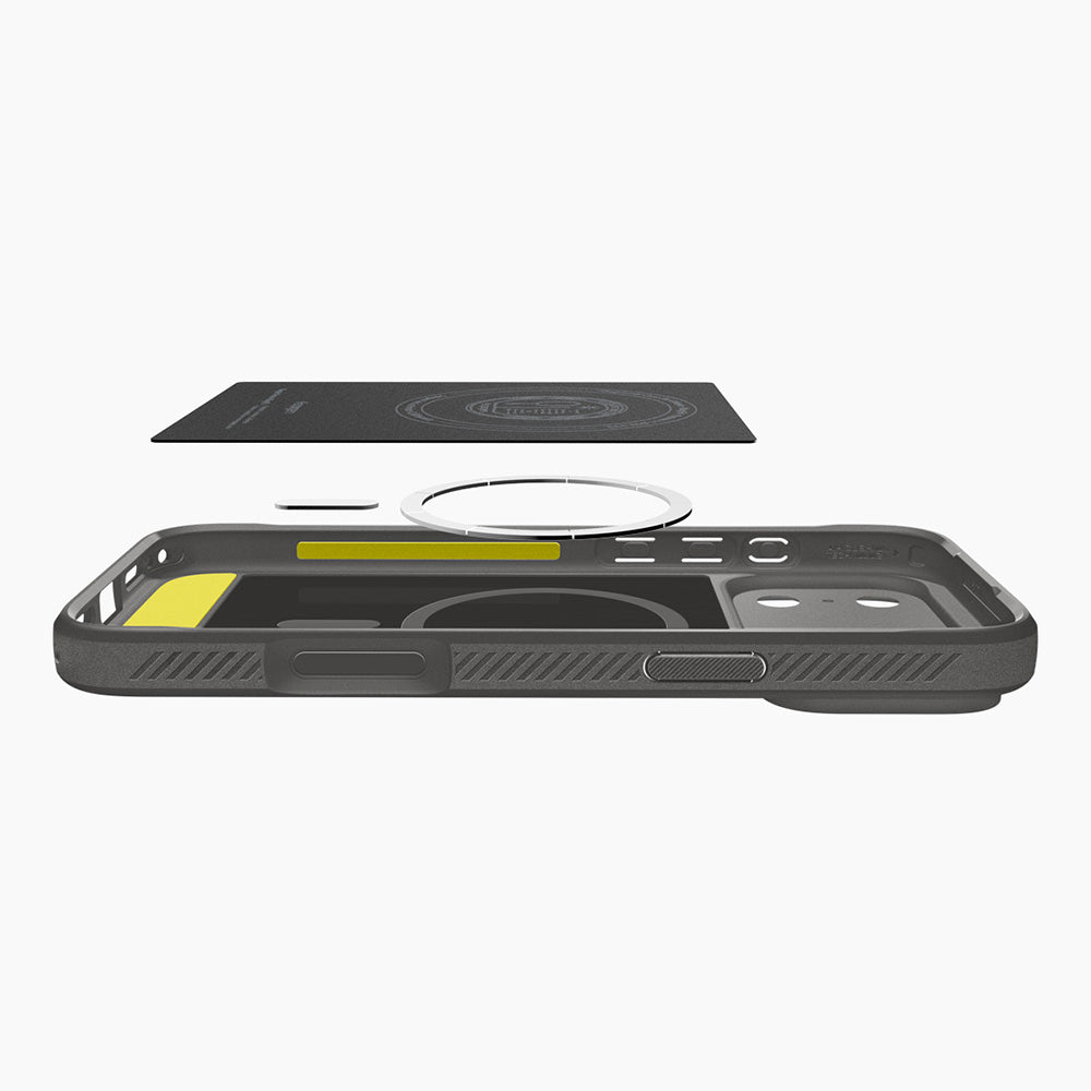 Husa MagSafe pentru Apple iPhone 18 Pro Max / 17 Pro Max, Spigen, Rugged Armor, Gri ACS12110