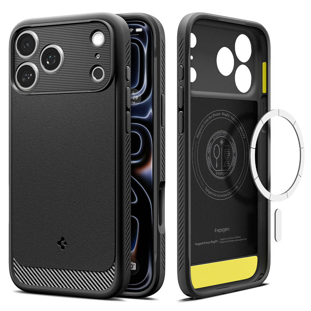 Husa MagSafe pentru Apple iPhone 18 Pro Max / 17 Pro Max, Spigen, Rugged Armor, Neagra Mata ACS12109