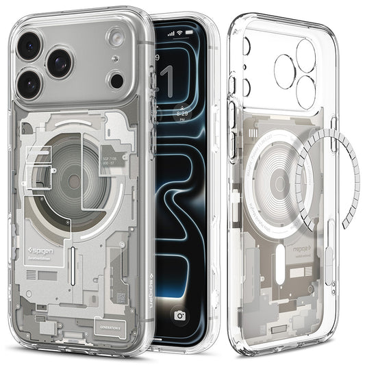 Husa MagSafe pentru Apple iPhone 18 Pro Max / 17 Pro Max, Spigen, Ultra Hybrid Zero One, Gri ACS12127