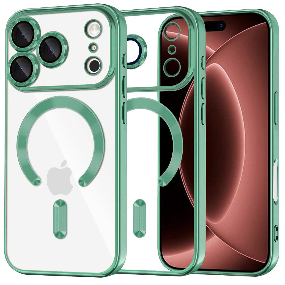 Husa MagSafe pentru Apple iPhone 18 Pro Max / 17 Pro Max, Techsuit, Luxury Crystal, Verde Deschis