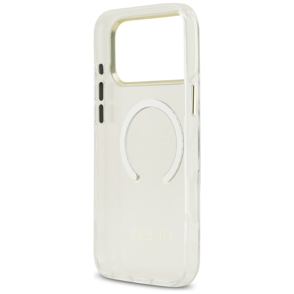 Husa MagSafe pentru Apple iPhone 18 Pro Max, Guess, Metal Outline, Aurie