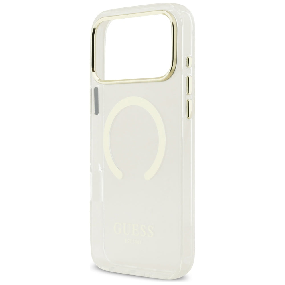 Husa MagSafe pentru Apple iPhone 18 Pro Max, Guess, Metal Outline, Aurie