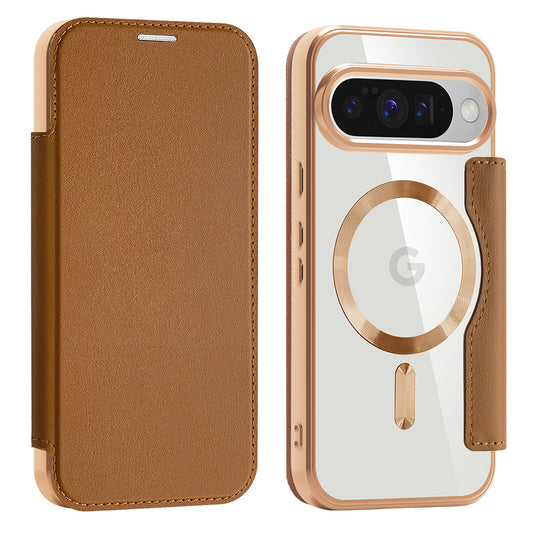 Husa MagSafe pentru Google Pixel 10 Pro / 10, Techsuit, SmartMag Book, Maro