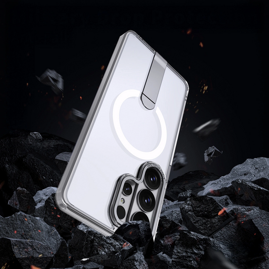 Husa MagSafe pentru Samsung Galaxy S26 S942, Hybrid Armor, X with Stand, Transparenta