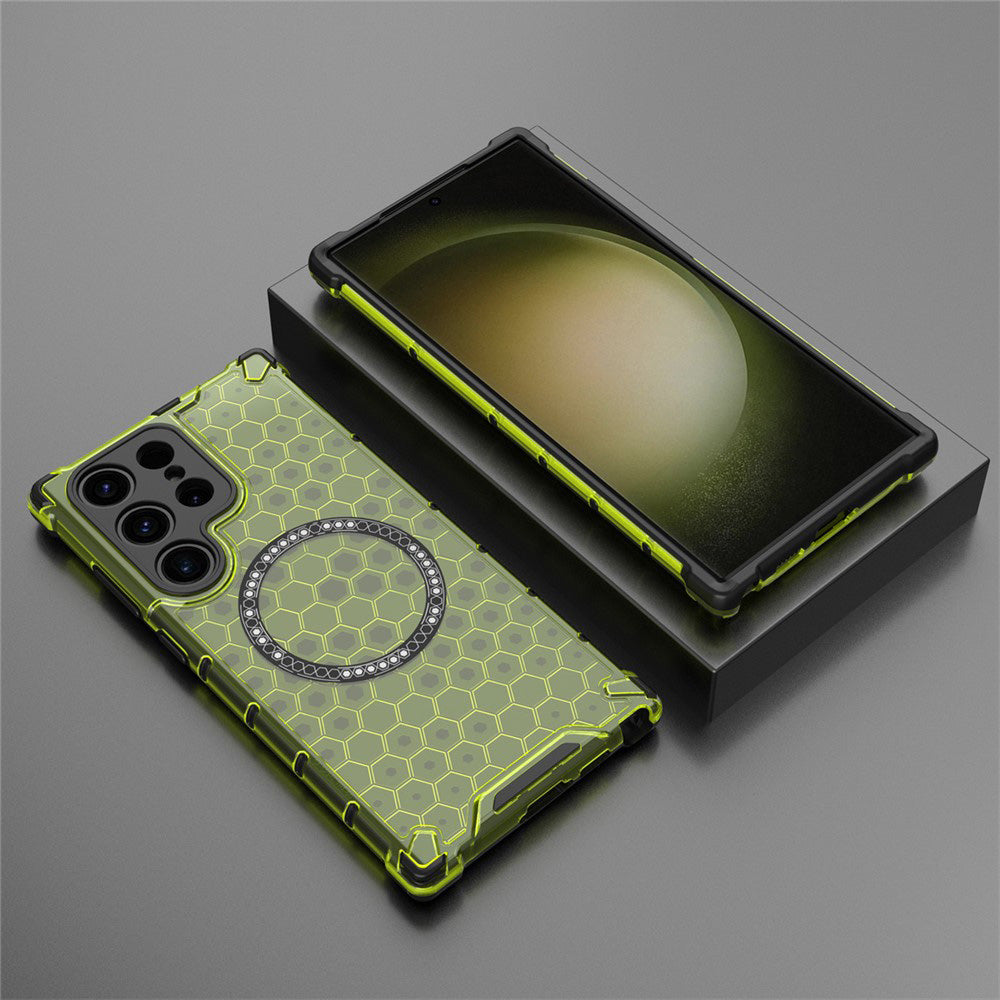 Husa MagSafe pentru Samsung Galaxy S25 Ultra S938, Techsuit, HoneyComb Shield, Verde