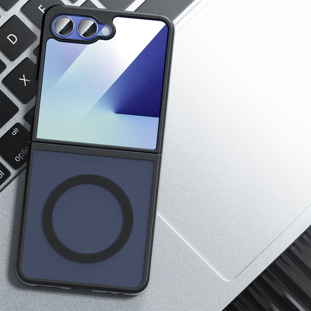 Husa MagSafe pentru Samsung Galaxy Z Flip7 F766, Techsuit, PureFrost, Neagra Satinata