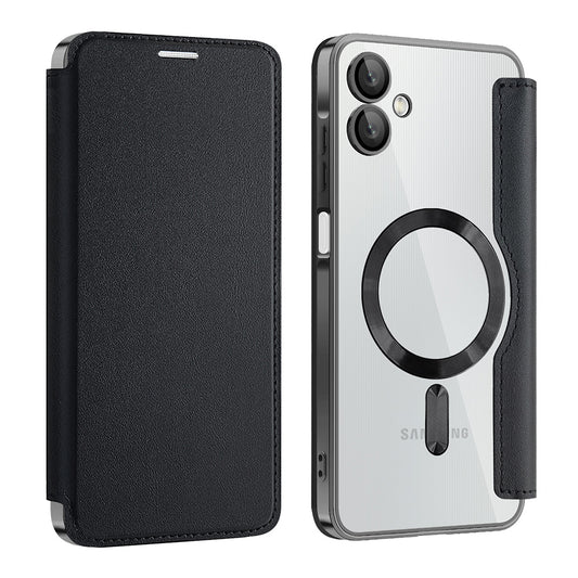 Husa MagSafe pentru Samsung Galaxy A06 A065, Techsuit, SmartMag Book, Neagra