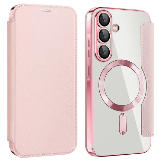 Husa MagSafe pentru Samsung Galaxy A36 A366, Techsuit, SmartMag Book, Roz