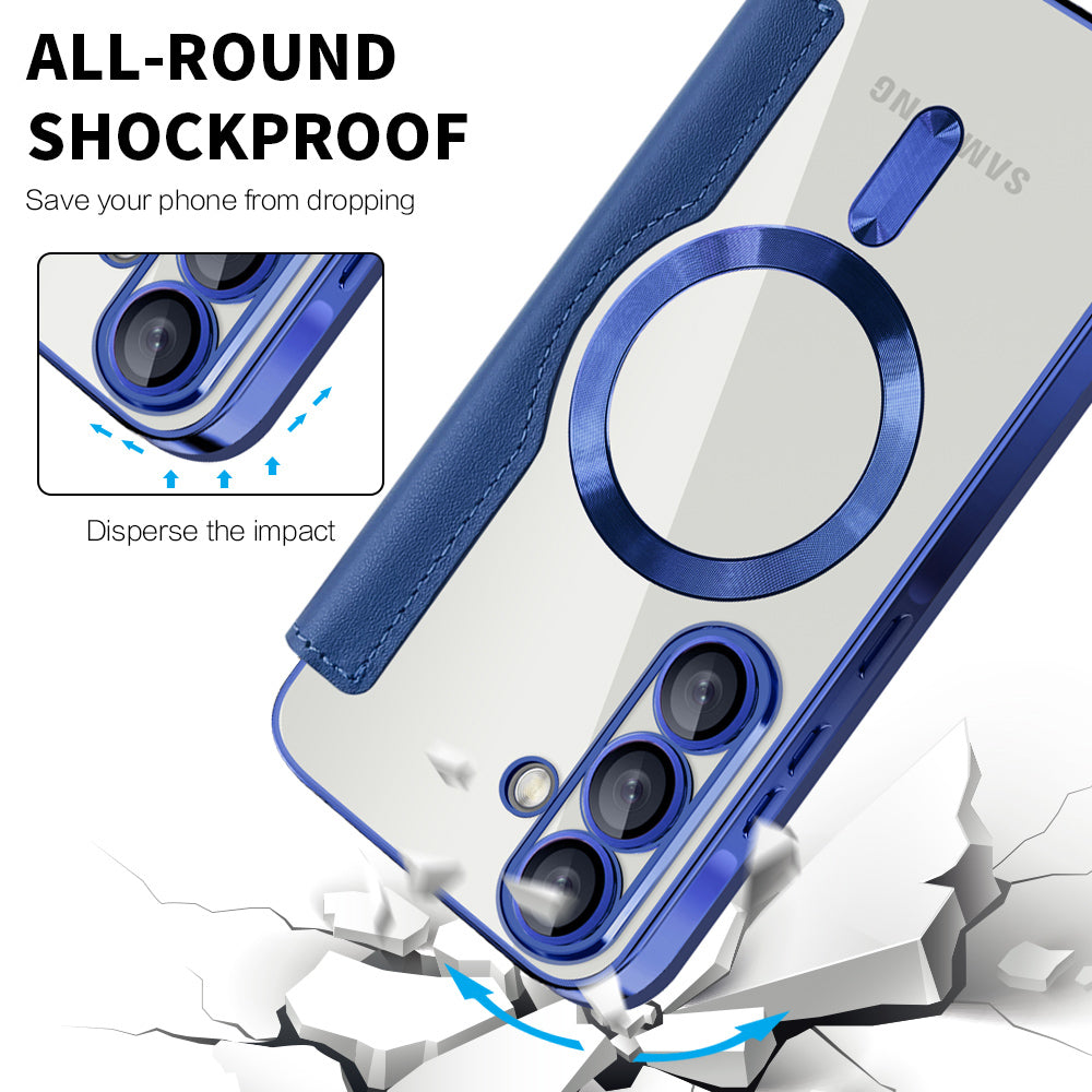 Husa MagSafe pentru Samsung Galaxy A37 5G, Techsuit, SmartMag Book, Albastra
