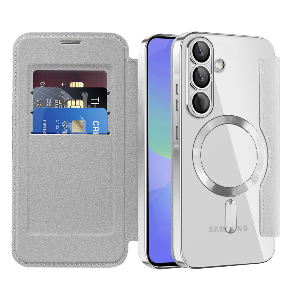 Husa MagSafe pentru Samsung Galaxy A37 5G, Techsuit, SmartMag Book, Gri