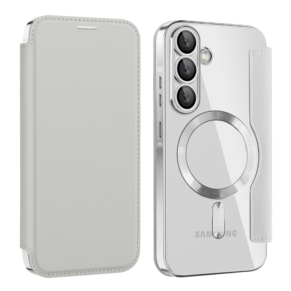Husa MagSafe pentru Samsung Galaxy A37 5G, Techsuit, SmartMag Book, Gri