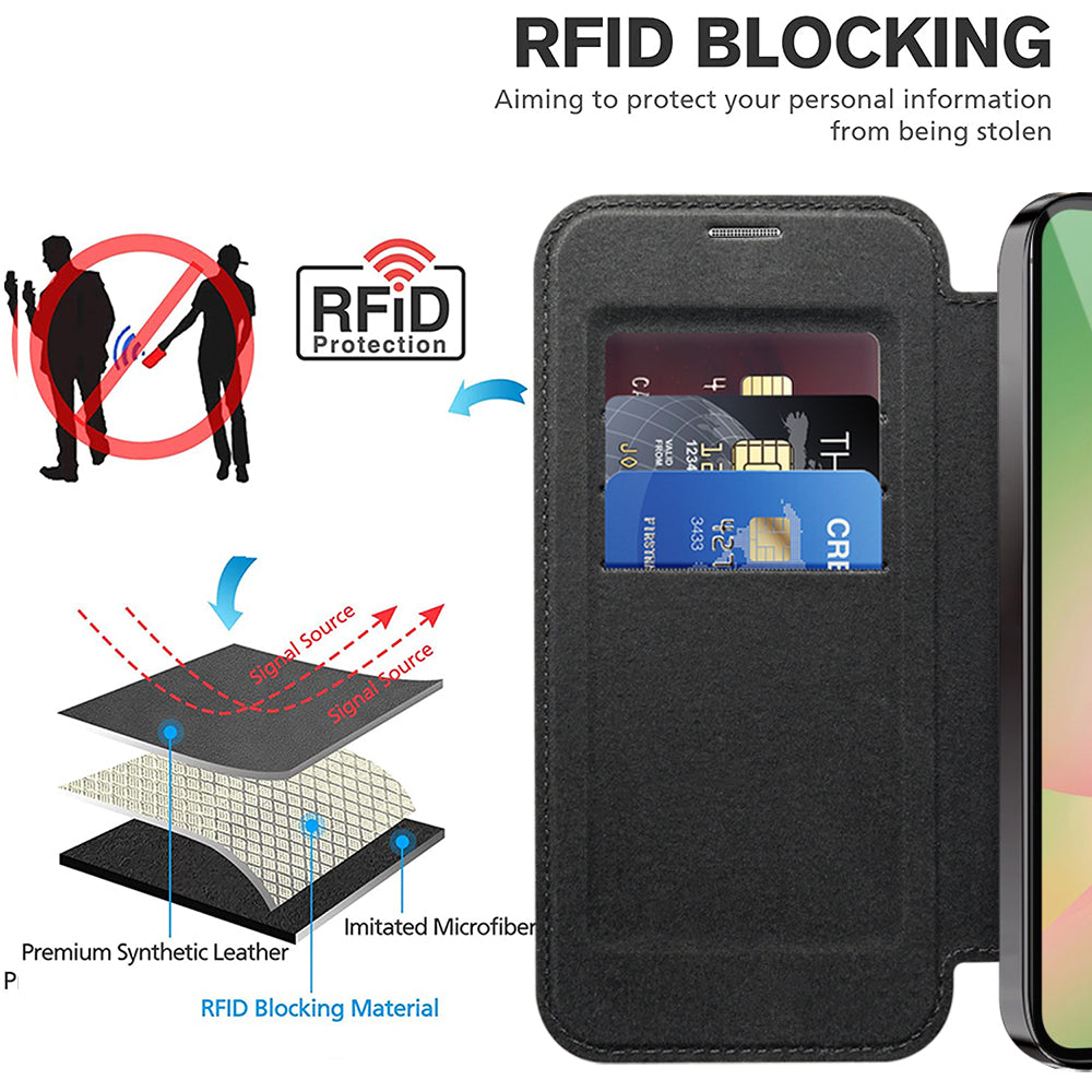 Husa MagSafe pentru Samsung Galaxy A37 5G, Techsuit, SmartMag Book, Neagra