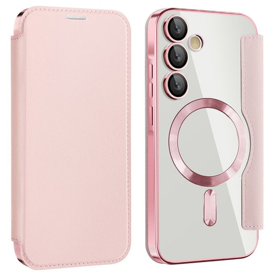 Husa MagSafe pentru Samsung Galaxy A55 5G A556, Techsuit, SmartMag Book, Roz