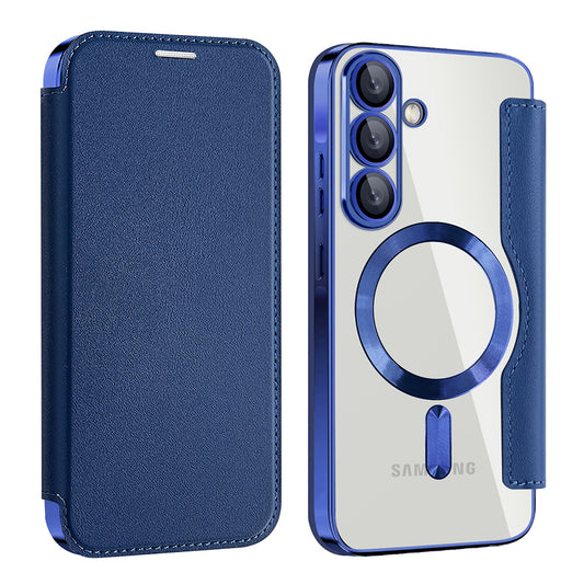 Husa MagSafe pentru Samsung Galaxy A56 A566, Techsuit, SmartMag Book, Albastra
