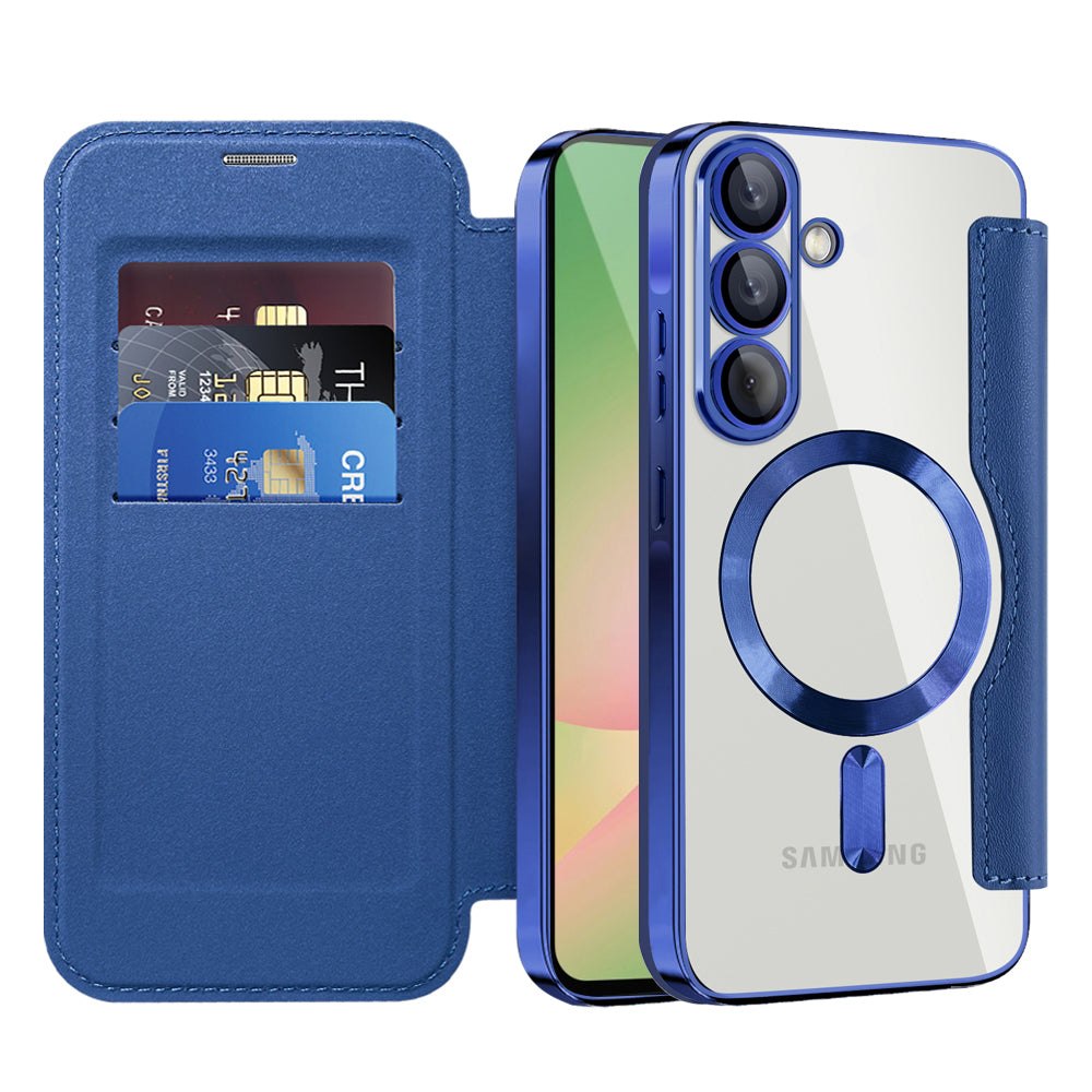 Husa MagSafe pentru Samsung Galaxy A57 5G, Techsuit, SmartMag Book, Albastra