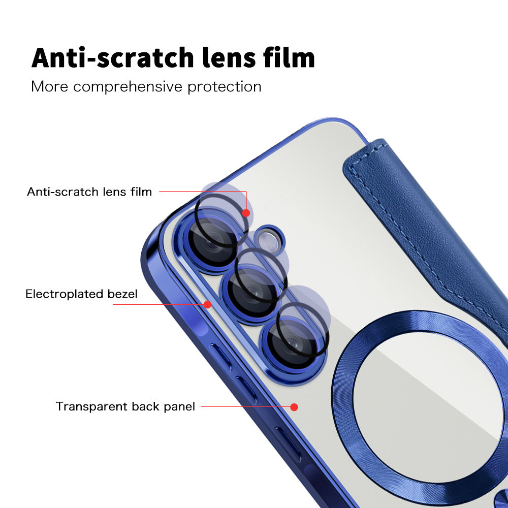 Husa MagSafe pentru Samsung Galaxy A57 5G, Techsuit, SmartMag Book, Albastra
