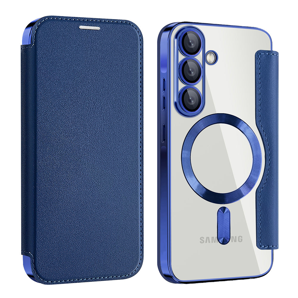 Husa MagSafe pentru Samsung Galaxy A57 5G, Techsuit, SmartMag Book, Albastra