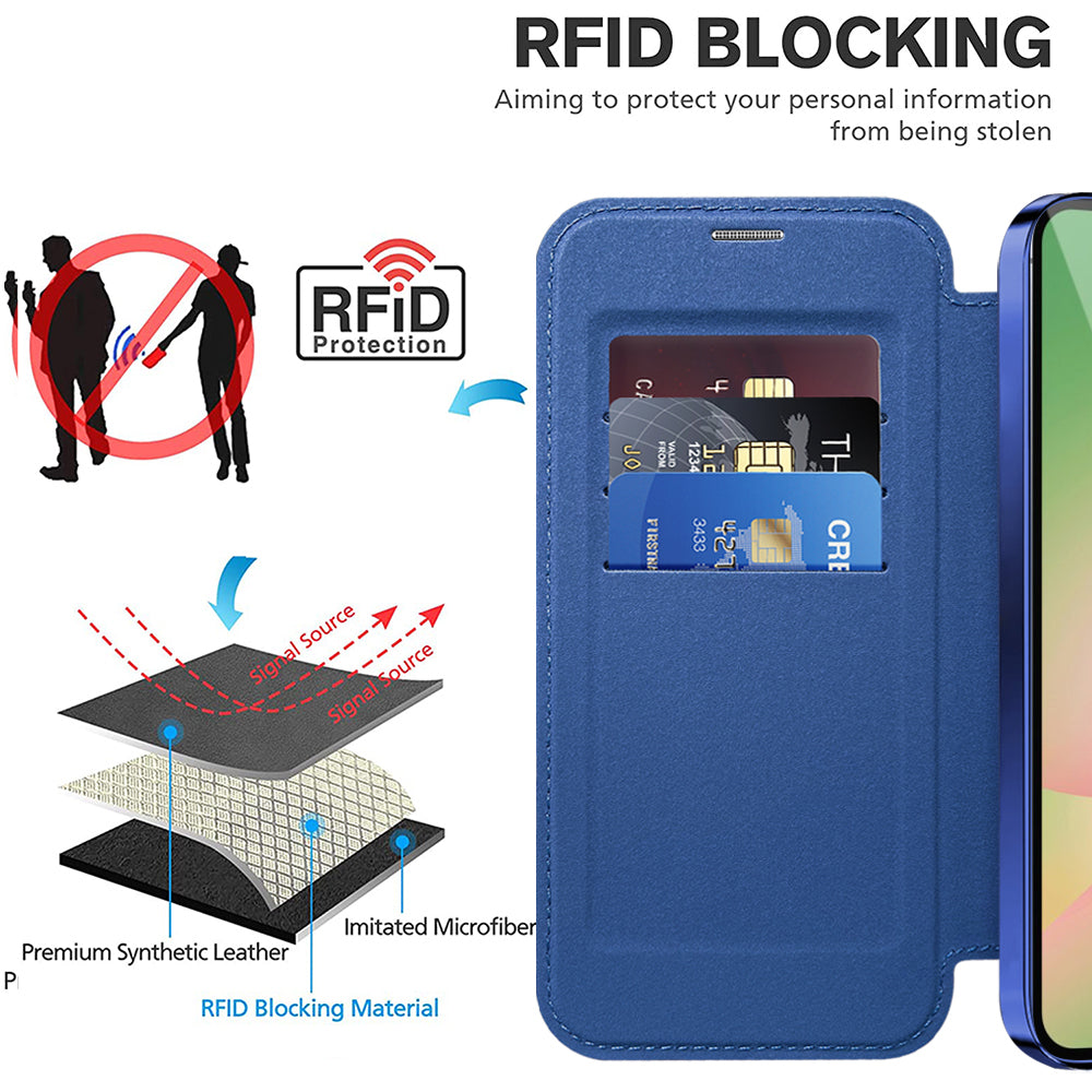 Husa MagSafe pentru Samsung Galaxy A57 5G, Techsuit, SmartMag Book, Albastra