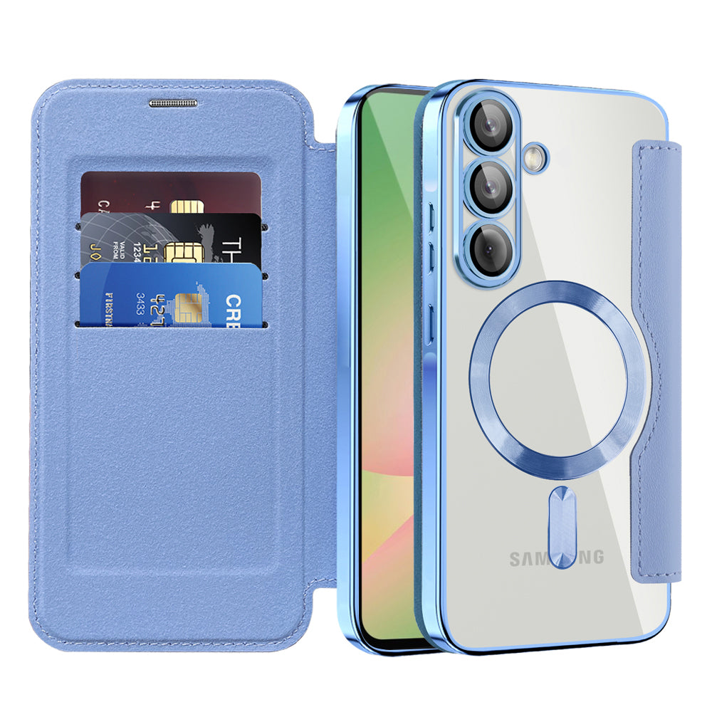 Husa MagSafe pentru Samsung Galaxy A57 5G, Techsuit, SmartMag Book, Bleu