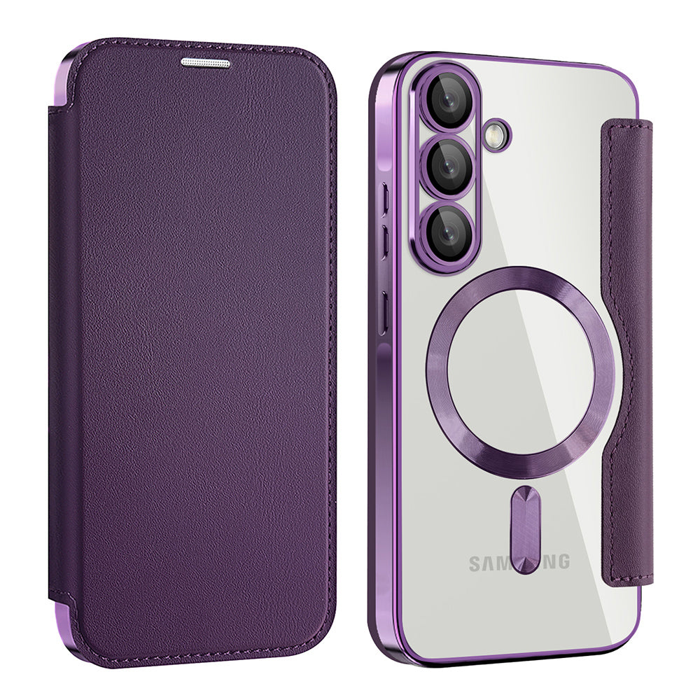 Husa MagSafe pentru Samsung Galaxy A57 5G, Techsuit, SmartMag Book, Mov