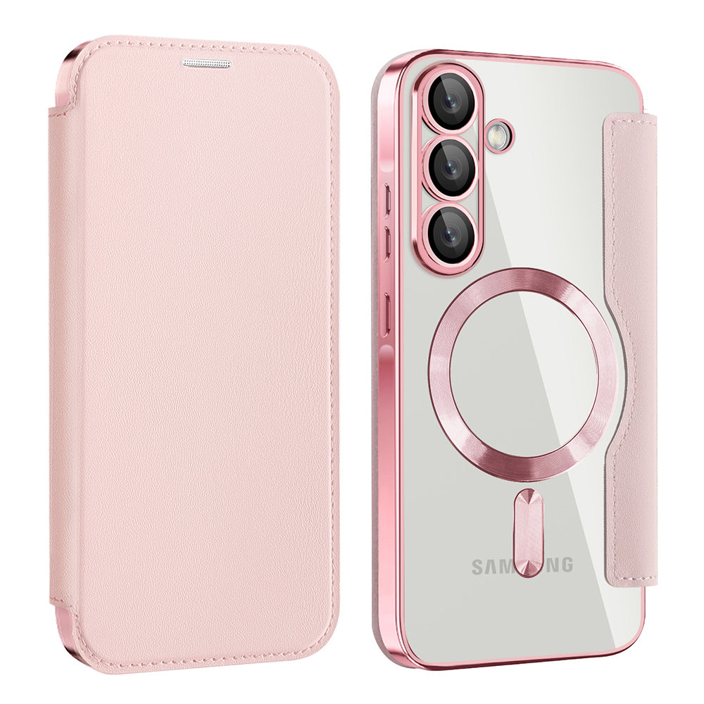 Husa MagSafe pentru Samsung Galaxy A57 5G, Techsuit, SmartMag Book, Roz