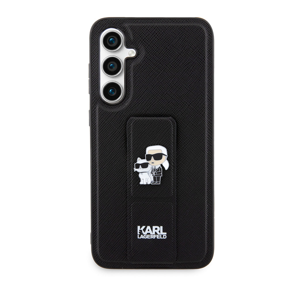 Husa MagSafe pentru Samsung Galaxy S23 FE S711, Karl Lagerfeld, Saffiano Gripstand Karl & Choupette, Albastra