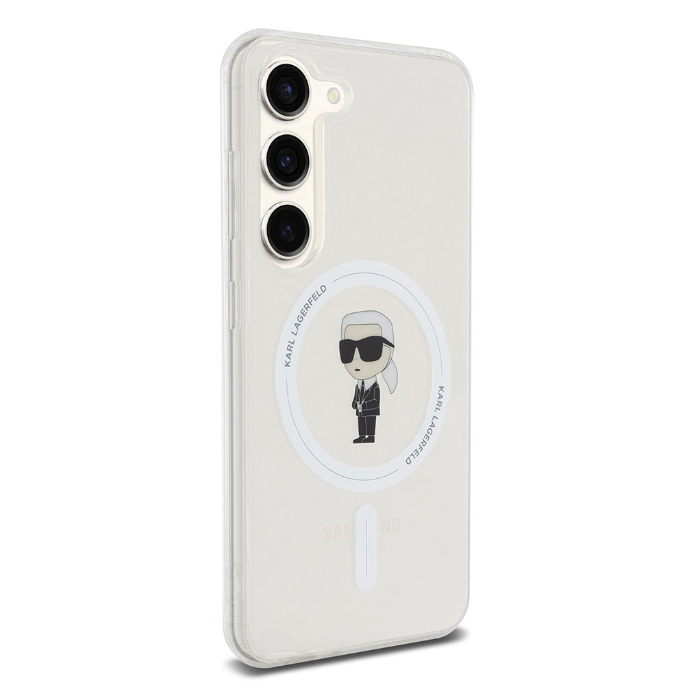 Husa MagSafe pentru Samsung Galaxy S23 S911, Karl Lagerfeld, IML Ikonik Karl, Transparenta