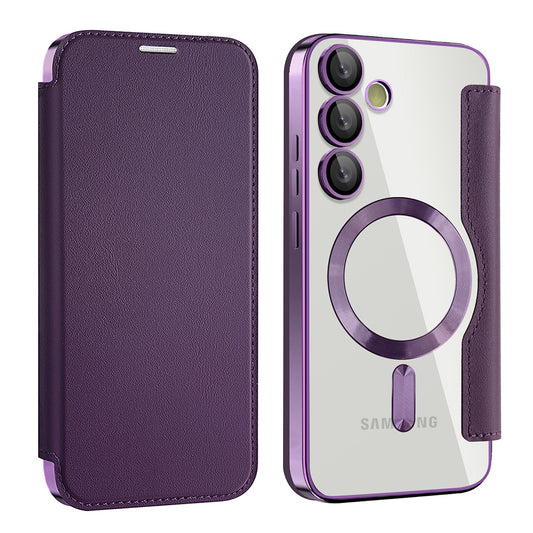 Husa MagSafe pentru Samsung Galaxy S23 S911, Techsuit, SmartMag Book, Mov