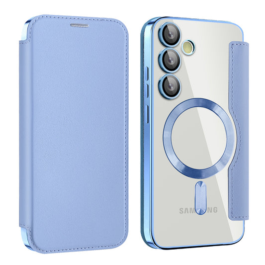 Husa MagSafe pentru Samsung Galaxy S24+ S926, Techsuit, SmartMag Book, Bleu