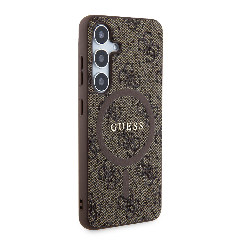 Husa MagSafe pentru Samsung Galaxy S24 S921, Guess, 4G Collection, Maro