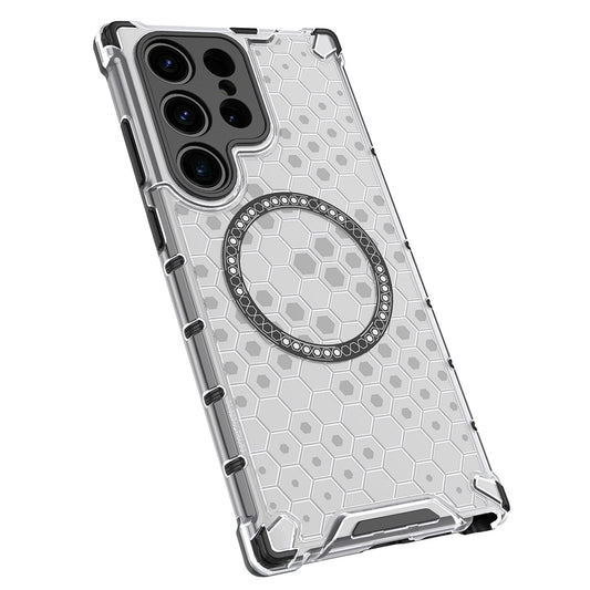 Husa MagSafe pentru Samsung Galaxy S24 Ultra S928, Techsuit, HoneyComb Shield, Alba