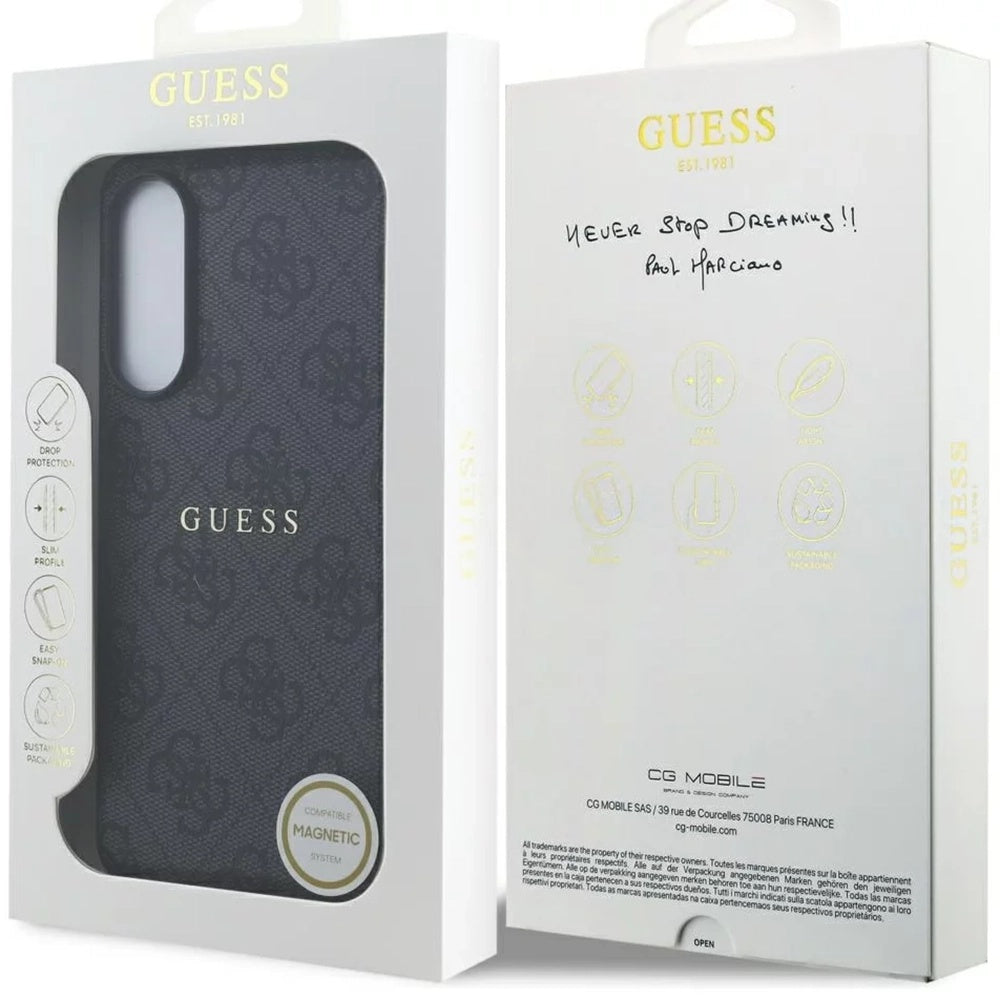 Husa MagSafe pentru Samsung Galaxy S25 Edge S937, Guess, 4G Ring Classic Logo, Neagra