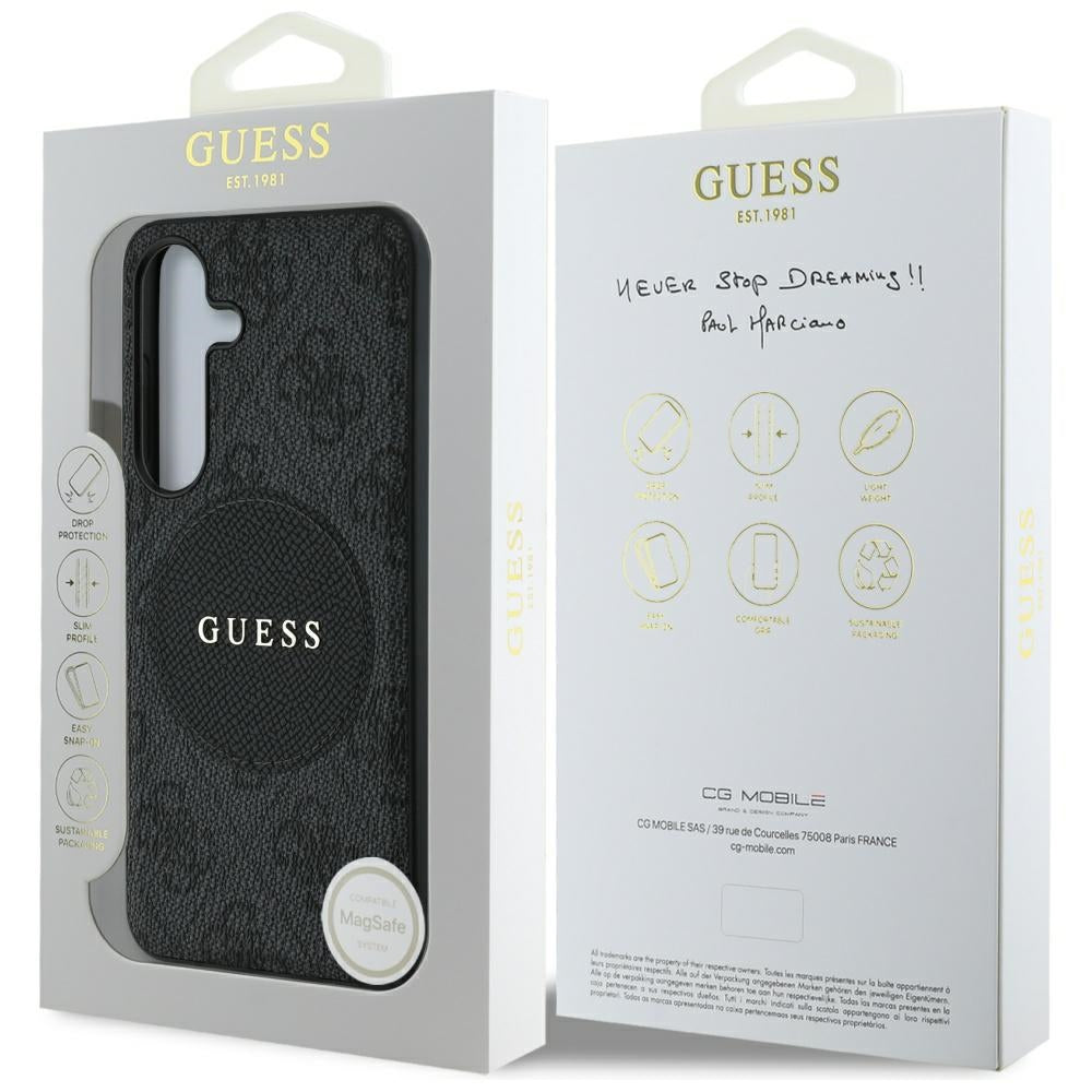 Husa MagSafe pentru Samsung Galaxy S25+ S936, Guess, 4G Circle Classic Logo, Neagra