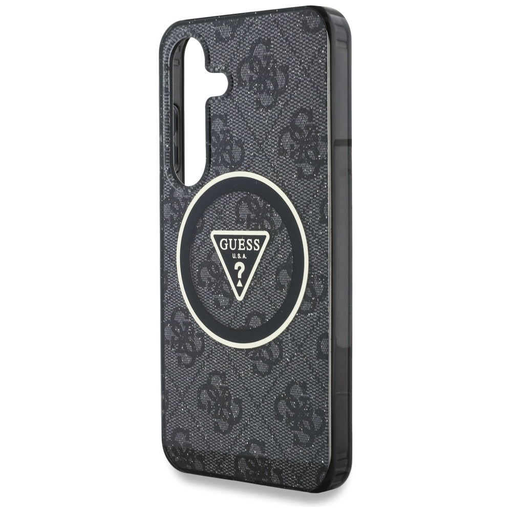 Husa MagSafe pentru Samsung Galaxy S25+ S936, Guess, IML Glitter 4G Circle Triangle, Neagra