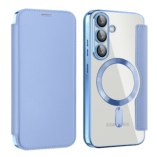 Husa MagSafe pentru Samsung Galaxy S25+ S936, Techsuit, SmartMag Book, Bleu