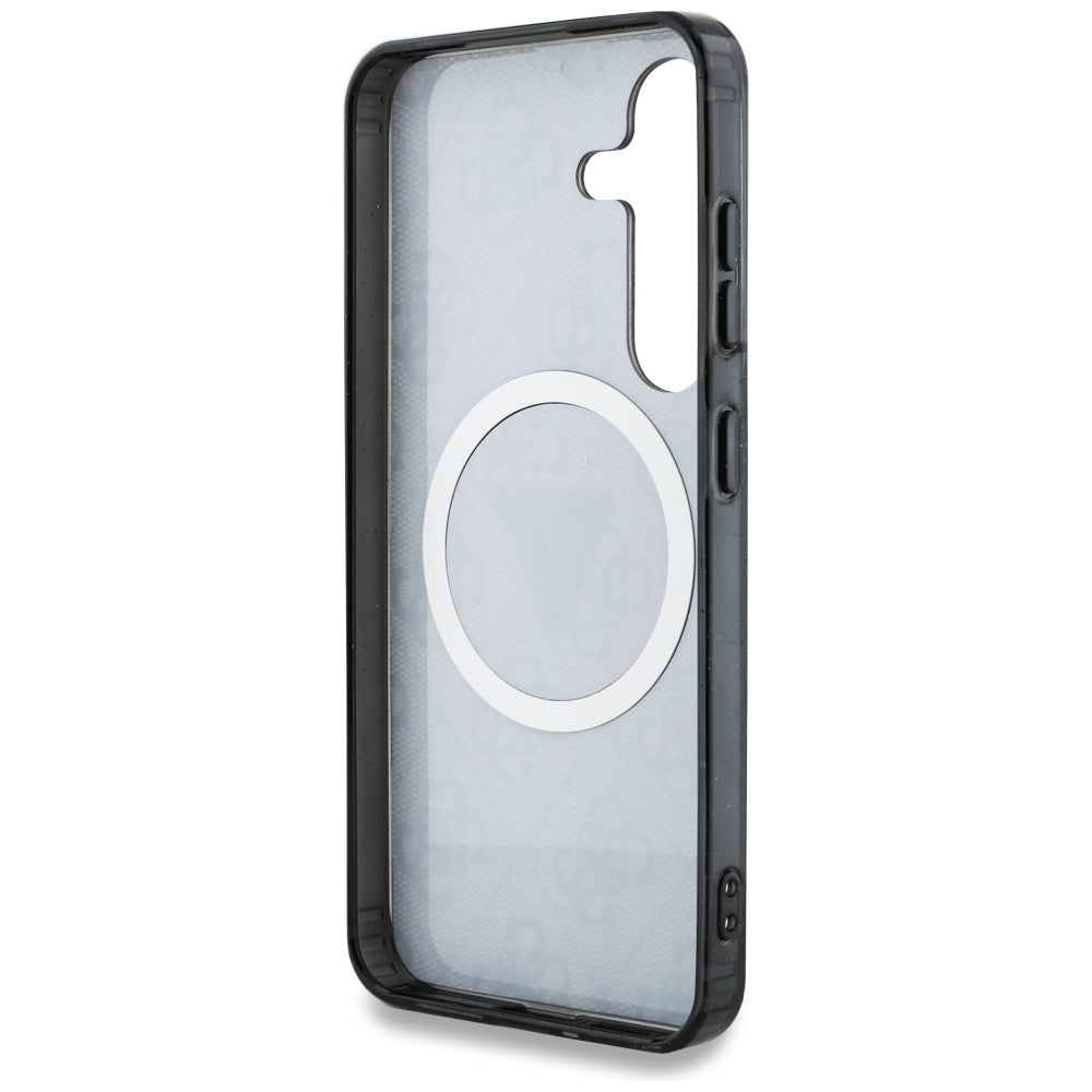 Husa MagSafe pentru Samsung Galaxy S25 S931, Guess, IML Glitter 4G Circle Triangle, Neagra