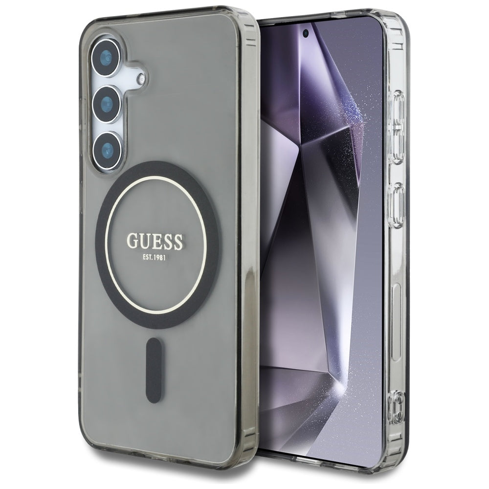 Husa MagSafe pentru Samsung Galaxy S25 S931, Guess, IML Glitter Circle, Neagra