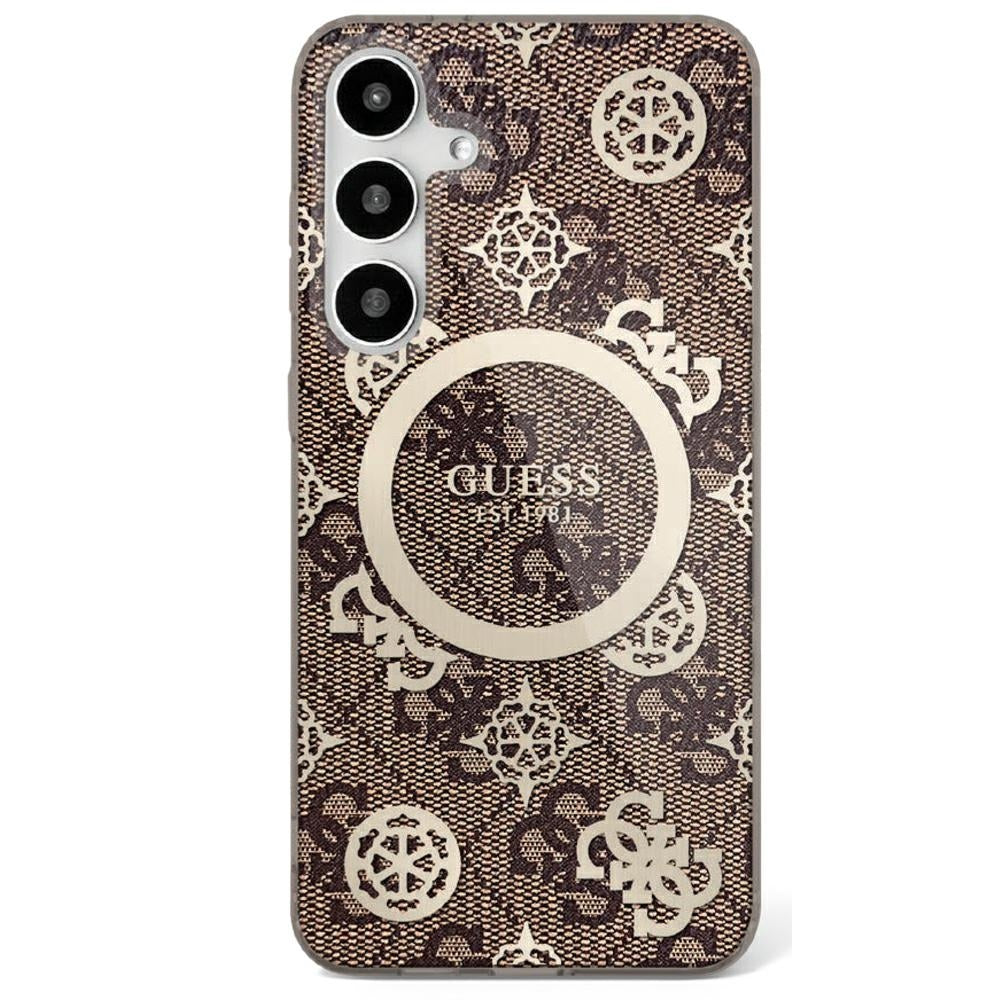 Husa MagSafe pentru Samsung Galaxy S25 S931, Guess, IML Peony On 4G Background , Maro