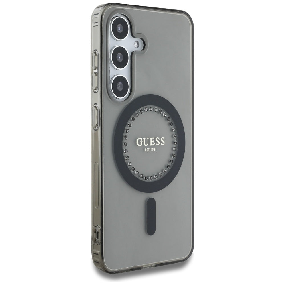 Husa MagSafe pentru Samsung Galaxy S25 S931, Guess, IML Rhinestone, Neagra