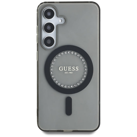 Husa MagSafe pentru Samsung Galaxy S25 S931, Guess, IML Rhinestone, Neagra