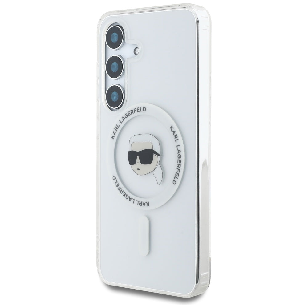Husa MagSafe pentru Samsung Galaxy S25 S931, Karl Lagerfeld, IML Karl's Head, Alba