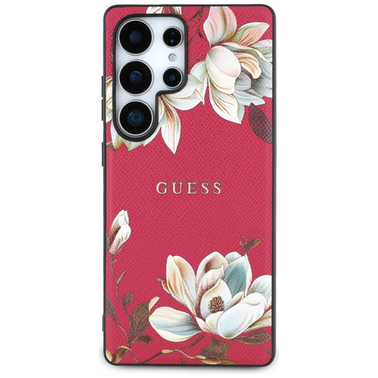 Husa MagSafe pentru Samsung Galaxy S25 Ultra S938, Guess, Grained Flowers, Fucsia