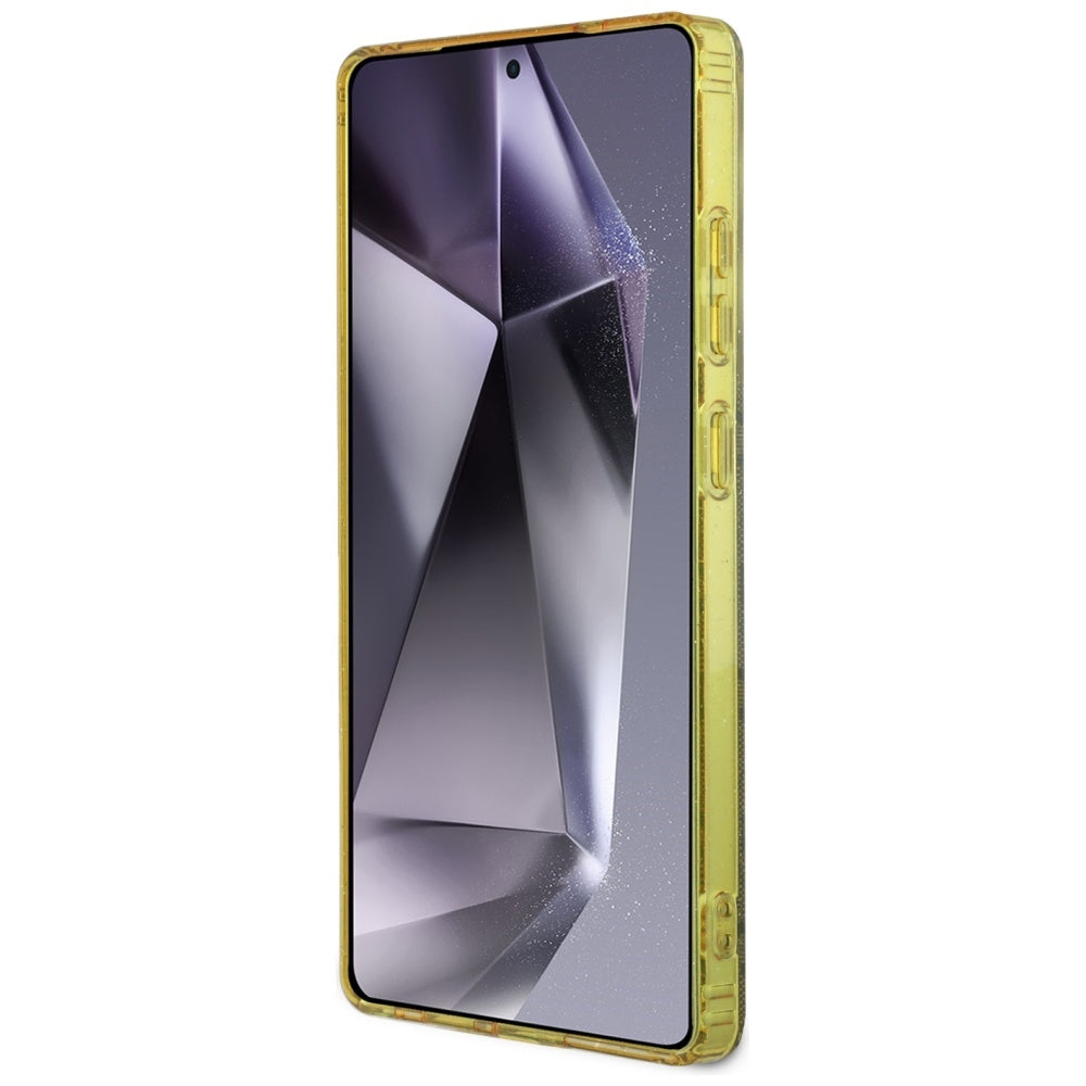 Husa MagSafe pentru Samsung Galaxy S25 Ultra S938, Guess, IML Glitter 4G Circle Triangle, Maro