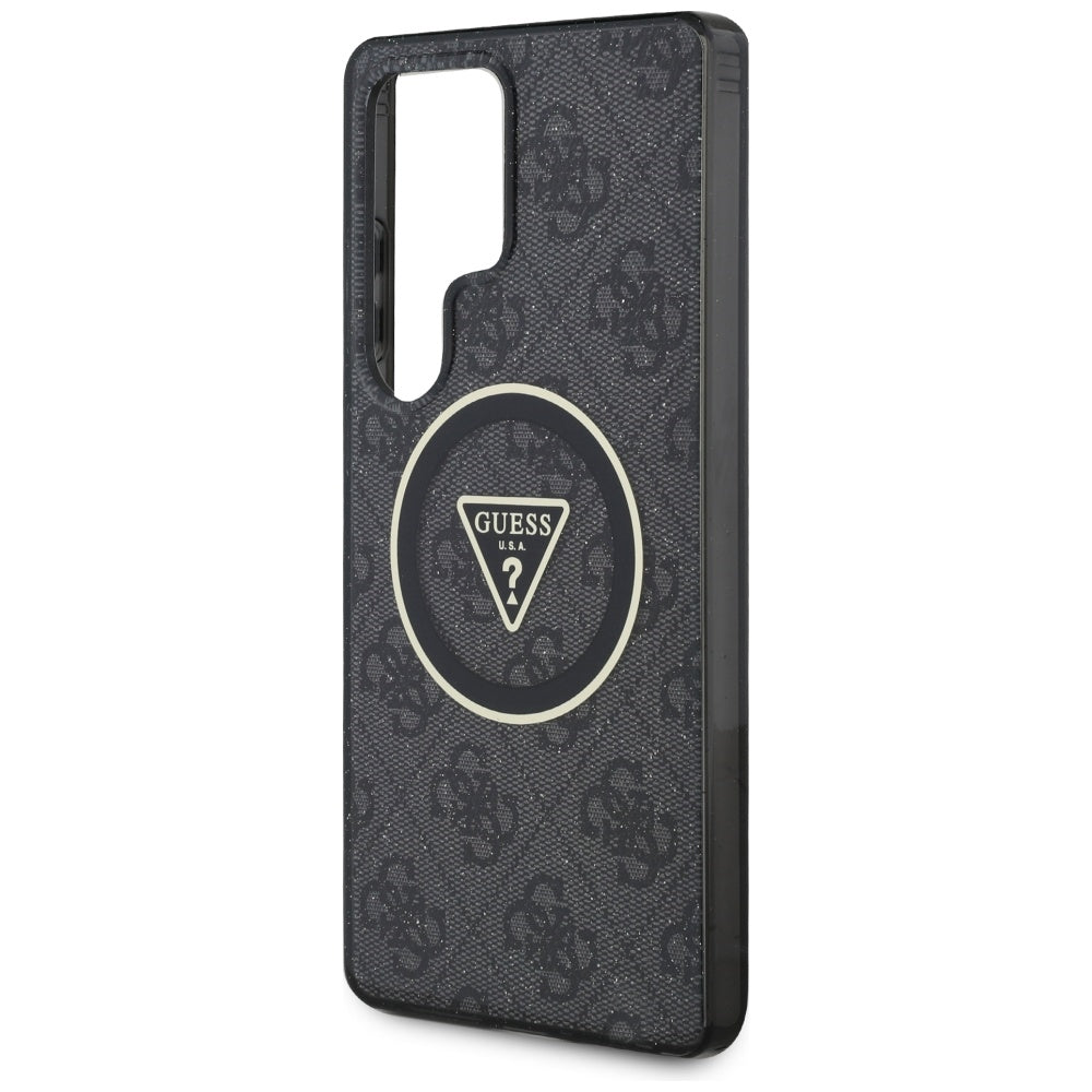 Husa MagSafe pentru Samsung Galaxy S25 Ultra S938, Guess, IML Glitter 4G Circle Triangle, Neagra