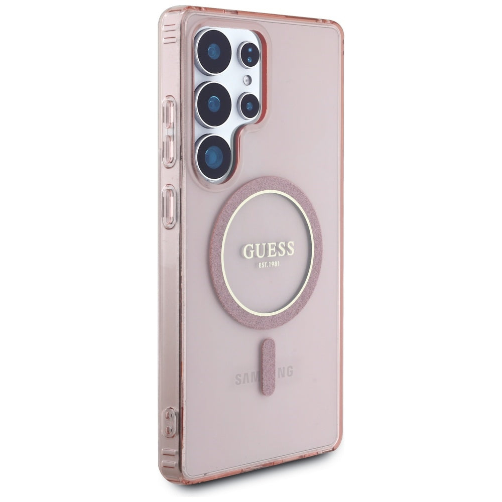 Husa MagSafe pentru Samsung Galaxy S25 Ultra S938, Guess, IML Glitter Circle, Roz