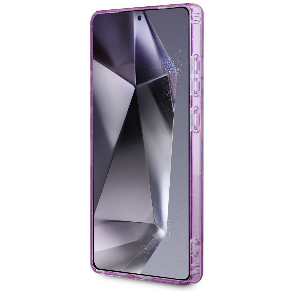 Husa MagSafe pentru Samsung Galaxy S25 Ultra S938, Guess, IML Metal Glitter Flowers Triangle, Mov