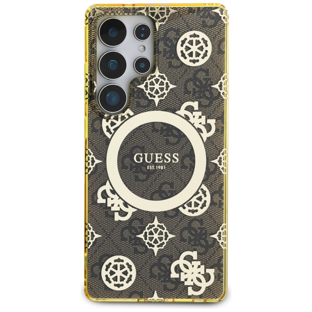 Husa MagSafe pentru Samsung Galaxy S25 Ultra S938, Guess, IML Peony On 4G Background , Maro