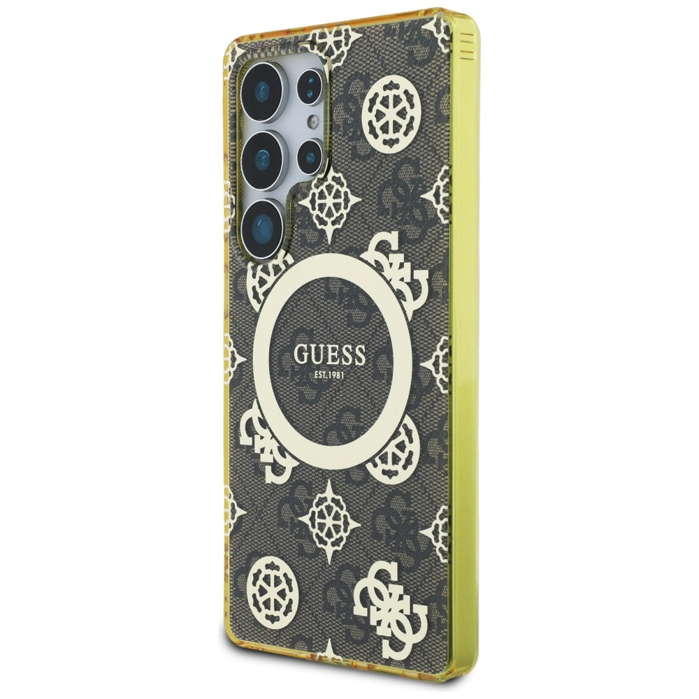 Husa MagSafe pentru Samsung Galaxy S25 Ultra S938, Guess, IML Peony On 4G Background , Maro