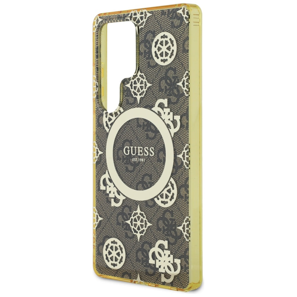 Husa MagSafe pentru Samsung Galaxy S25 Ultra S938, Guess, IML Peony On 4G Background , Maro
